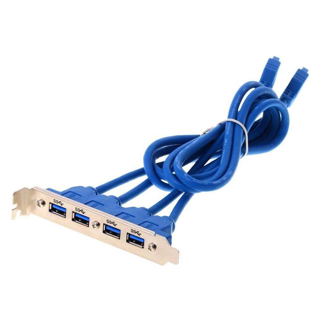 Delock Slotblech USB3.0 Pin Header 19 Pin 2 x intern > 4 x USB3.0-A Buchse extern (0.40 m, USB 2.0) (82974)