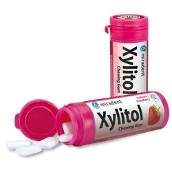 MIRADENT Xylitol Kaugummi Erdbeere 30 g