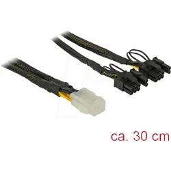 DELOCK 85455 - Kabel PCIe 6 Pin Buchse > 2x 8 Pin Stecker, Nylon, 30cm