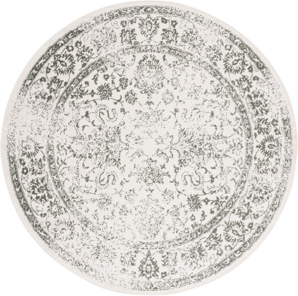 ClassicLiving Floral Area Rug Green;Ivory Round 183cm