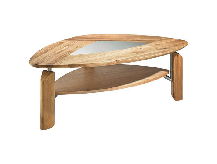 Novel Couchtisch, Eiche, Holz, Glas, Eiche, massiv, organisch, 85x45x121 cm, Wohnzimmer, Wohnzimmertische, Couchtische, Couchtische Glas