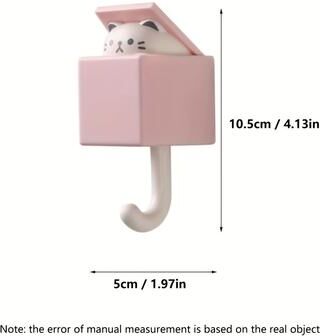Market Central Cute Cat Wall Hook Self Adhesive Organizer For Towels Keys Hats And Coats pink Cat
