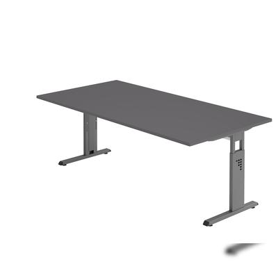 Hammerbacher-Schreibtisch C-Fuß 200x100cm Graphit/Graphit-VOS2E/G/G