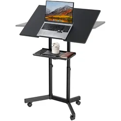 VEVOR Stehpult Höhenverstellbar Rednerpult 620x400x1245 mm Laptop-Tisch, für Schulen Kirchen Veranstaltungen 1028–1245 mm Präsentationsständer mit 0–30° Neigbarer Tischplatte & Verstellbarer Ablage