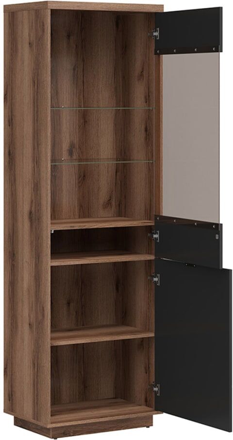Petits meubles Vitrine 2 portes noire et naturelle Noir 64x201x43cm