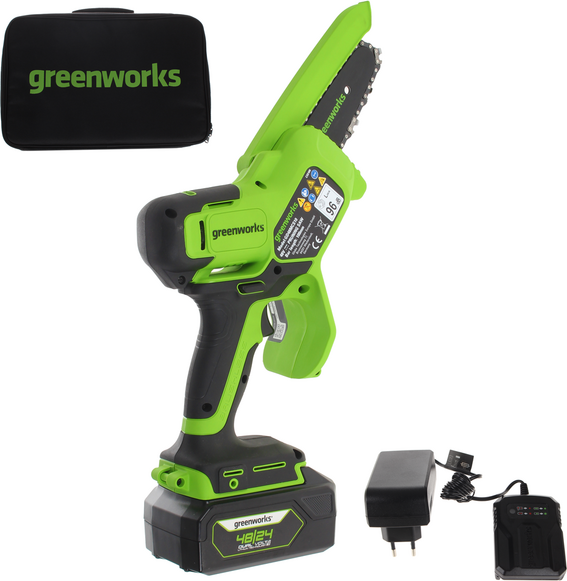 Greenworks GD48MCS10XK2 - Potatore a batteria brushless manuale - 48V 2Ah