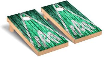 Skip's Garage Arkansas Monticello Boll Weevils & Cotton Blossoms Triangle Cornhole Board Set