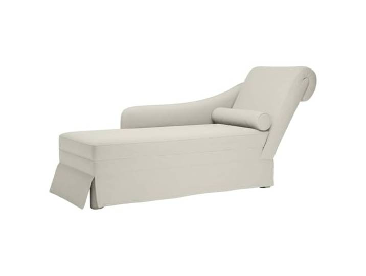 NLQMSU Langer Sessel, Cremefarben, Velours, mit Nackenrolle und Armlehne Weicher Samt, hochelastischer Schaumstoff, Nackenrolle inklusive, Armlehne rechts, Wohnzimmer, Schlafzimmer, Büro