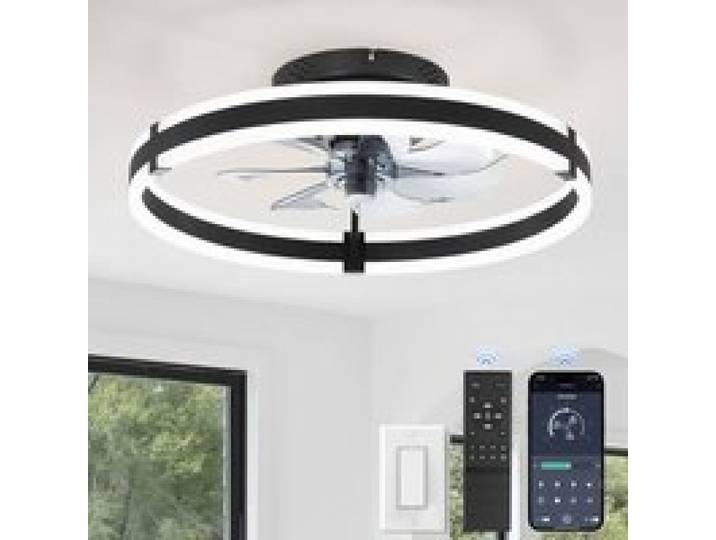 Ventilateur de plafond avec ère et télécommande ère LED dimmable 6 vitesses 50 cmVentilateur plafond Noir noir LUSTRE