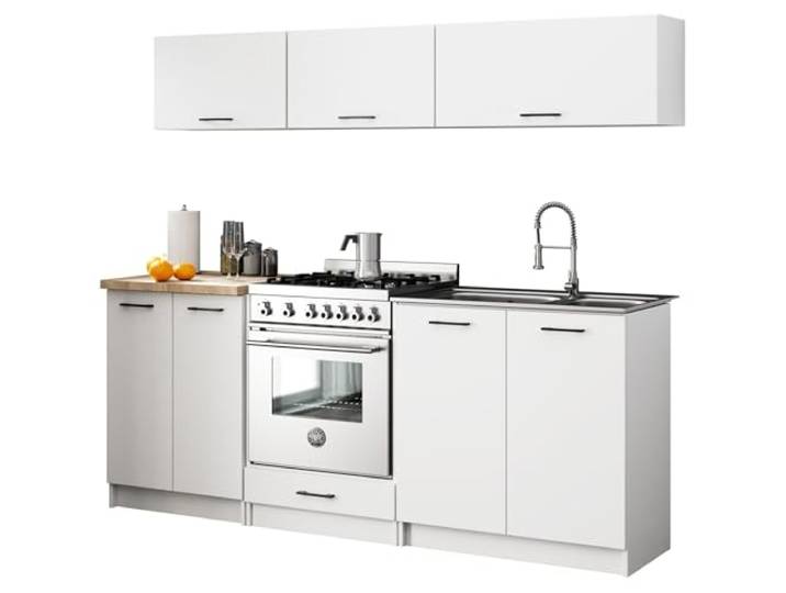 AKORD KüchenmöbelSet 2m G1 Küche Komplett Kitchen Cabinet Set Küchenschränke Standschränke Hängeschränke Schubladen Untertischschrank Weiß