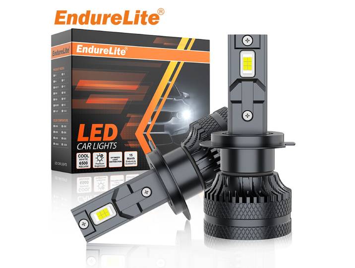 ENdureLite 9006/HB4 Lot de 2 ampoules pour feux de croisement et de route 6 000 K, 150 000 lm avec système plug &amp; play, conception 1:1 avec ventilateur de refroidissement, bus CAN intégré, sans interférences