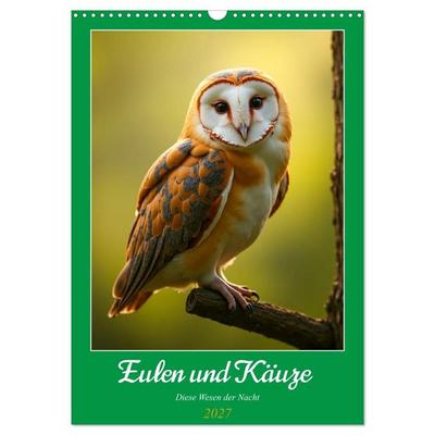 Eulen und Käuze - Diese Wesen der Nacht (Wandkalender 2027 DIN A3 hoch), CALVENDO Monatskalender