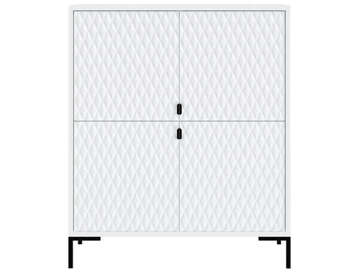BEAUTYSOFA Highboard MONTREAL 100 cm Weiß – Kommode mit 4 Türen, Rautenfräsung, selbstschließende Türen, schwarze Metallbeine