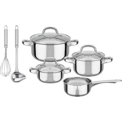 Topf-Set GSW "Montreal", silber (silberfarben), Töpfe, inkl. aller Kochutensilien die eine Haushaltsküche benötigt, Induktion