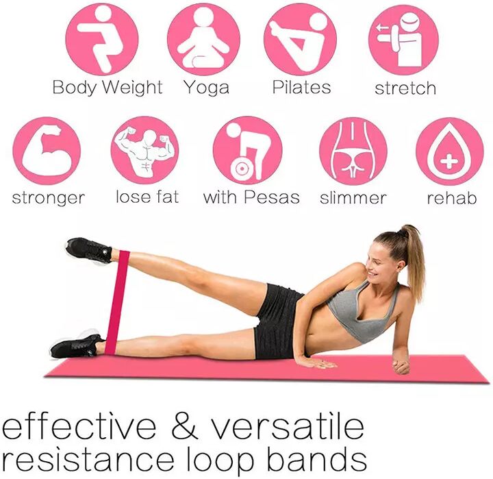 INF Übungsgurte/Yogabänder 5er-Pack Pink