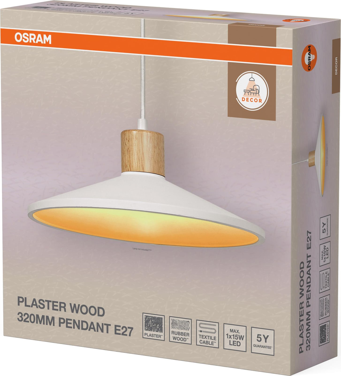 Osram Decor Plaster Wood hanglamp donkergrijs met E27-fitting