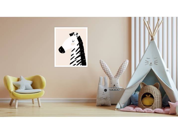 Bild mit Rahmen LÜTTENHÜTT oder Poster, Zebra im Profil , bunt (farbe bild(er): bunt), B:30cm H:40cm T:0,2cm, Papier, Bilder, Bild mit Rahmen, HD Premium Druck