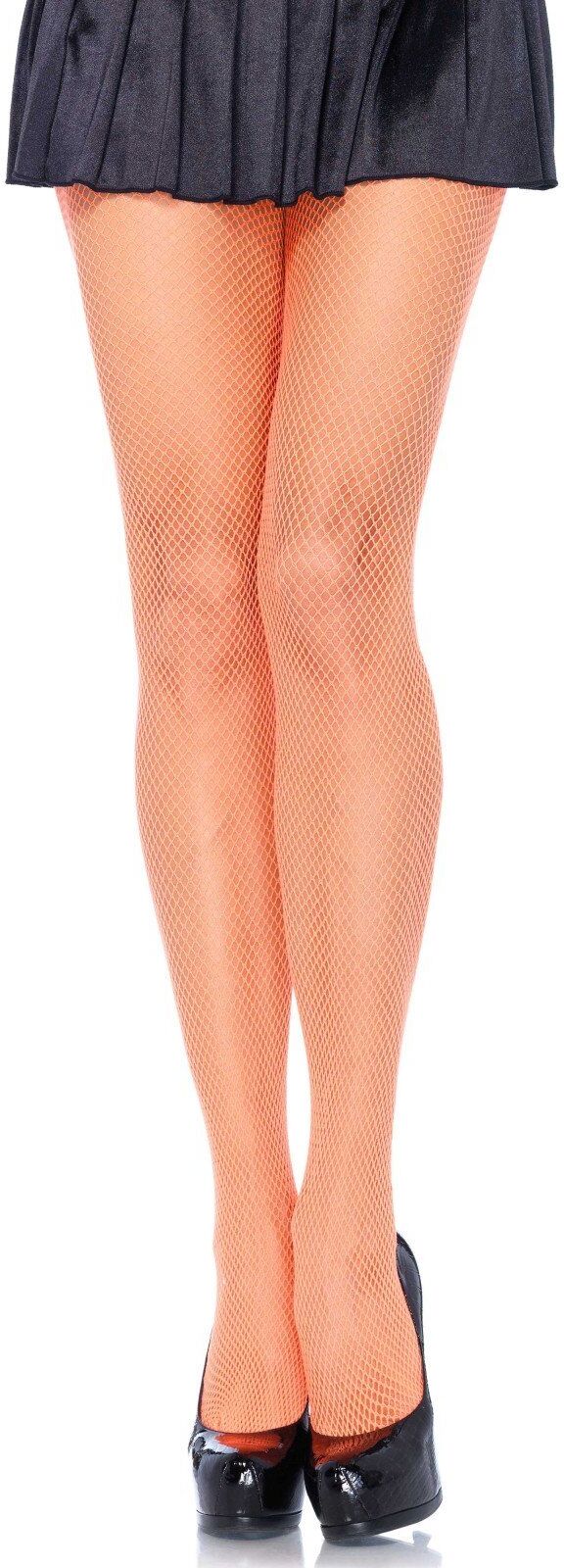 Leg Avenue Collant en Résille Nylon Orange Fluo
