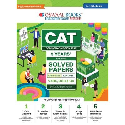 Oswaal CAT 5 Years Solved Papers (VARC, DILR & QA) | Year-wise & Shift-wise (2019 - 2023) for 2024 Exam, Taschenbuch von Oswaal Editorial Board,