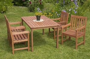 MERXXHANDELS Santos Set 5tlg 4 Sessel Tisch 150x90cm Eukalyptus 09202029