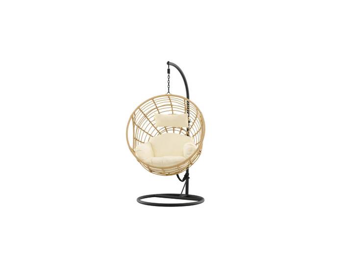 Furnlux Hängesessel Viga Beige 105x160x186 cm, Metall, 105x186x160 cm, Gartenmöbel, Gartenschaukeln, Hängesessel