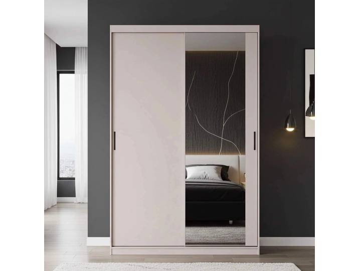Kleiderschrank MIRANO 150x215 cm Kaschmir Schwebetürenschrank Beige Hoch