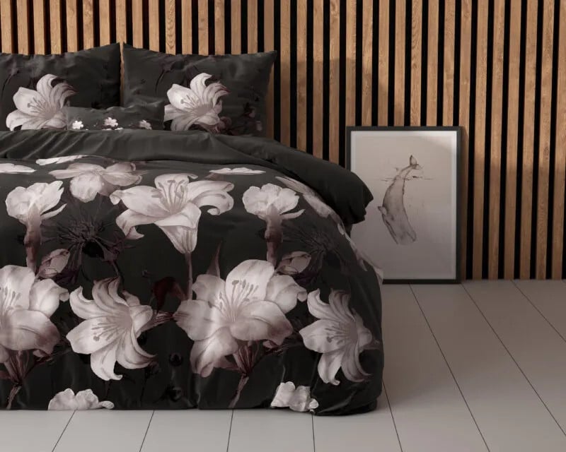 Sleeptime Dekbedovertrek Dark Flower Zwart 240 x 220 cm