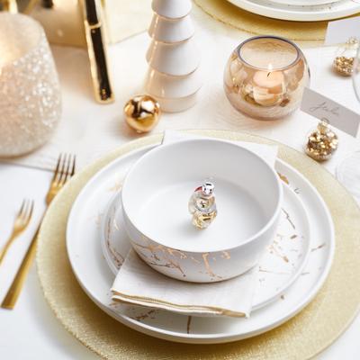 Stone Lain Zora Fine China Golden Splash Modern Coupe Dinnerware Set