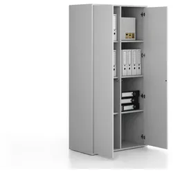 Büroschrank FRAME, niedrig, 2 Türen, 872 x 450 x 1735 mm, PUSH-lock, grau