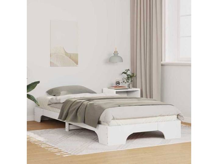 Cadre blanc 100x220 cm pin massif sans matelas cadre mi-double allongé adapté personnes de grande stature et petit studio