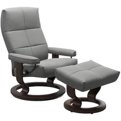 Stressless Sessel mit Hocker David Classic Leder Grau Batick Wild Dove L (Large)