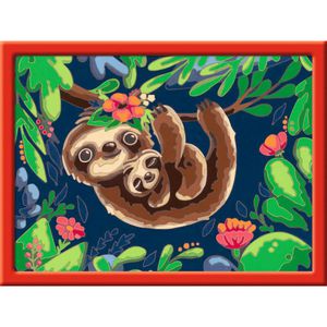 Ravensburger 28698 Malen-nach-Zahlen CreArt, ab 9 Jahre, Niedliche Faultiere, mit Rahmen, 18 x 24 cm