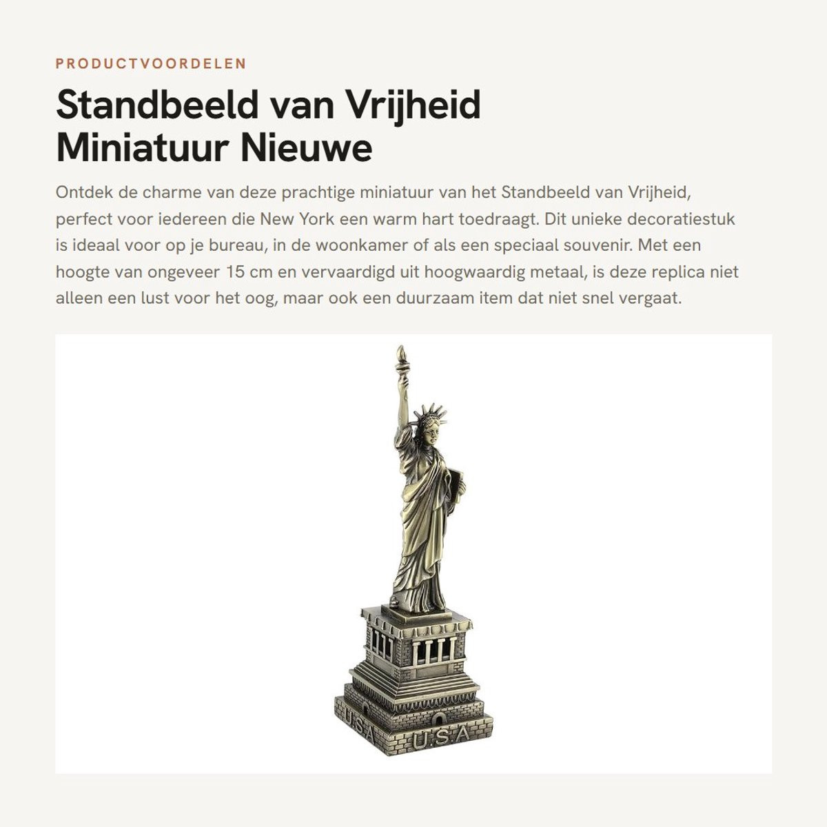 Dailygoods Mini State Model New York Vrijheidsbeeldje van metaal voor binnen