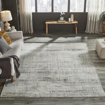 KALATY Urban Distress Abstract Silver Handmade Area Rug