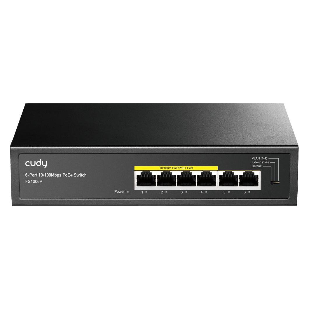 Cudy FS1006P network switch Fast Ethernet (10/100) Power over Ethernet (PoE) Black (6 Ports) (FS1006P)