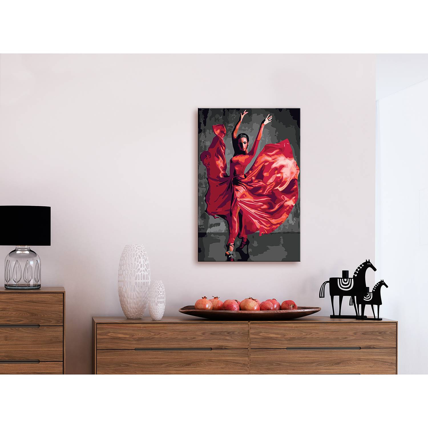 home24 Schilderen op Nummer - Red Dress - Rood - 40 x 50 cm