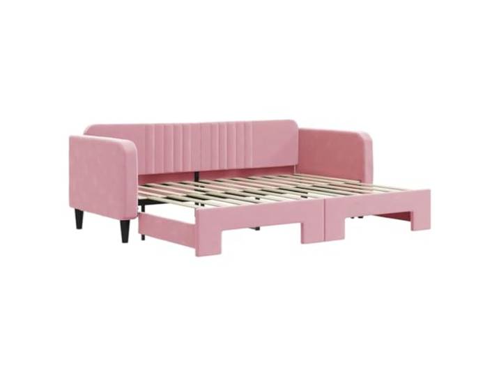 KTHLBRH Schlafsofa mit ausziehbarem Bett, Rosa, 80 x 200 cm, aus Samt Gestell aus Massivholz und Metall, Samt 100% Polyester, Latten aus Sperrholz, Polsterung aus Schaumstoff, Höhe: