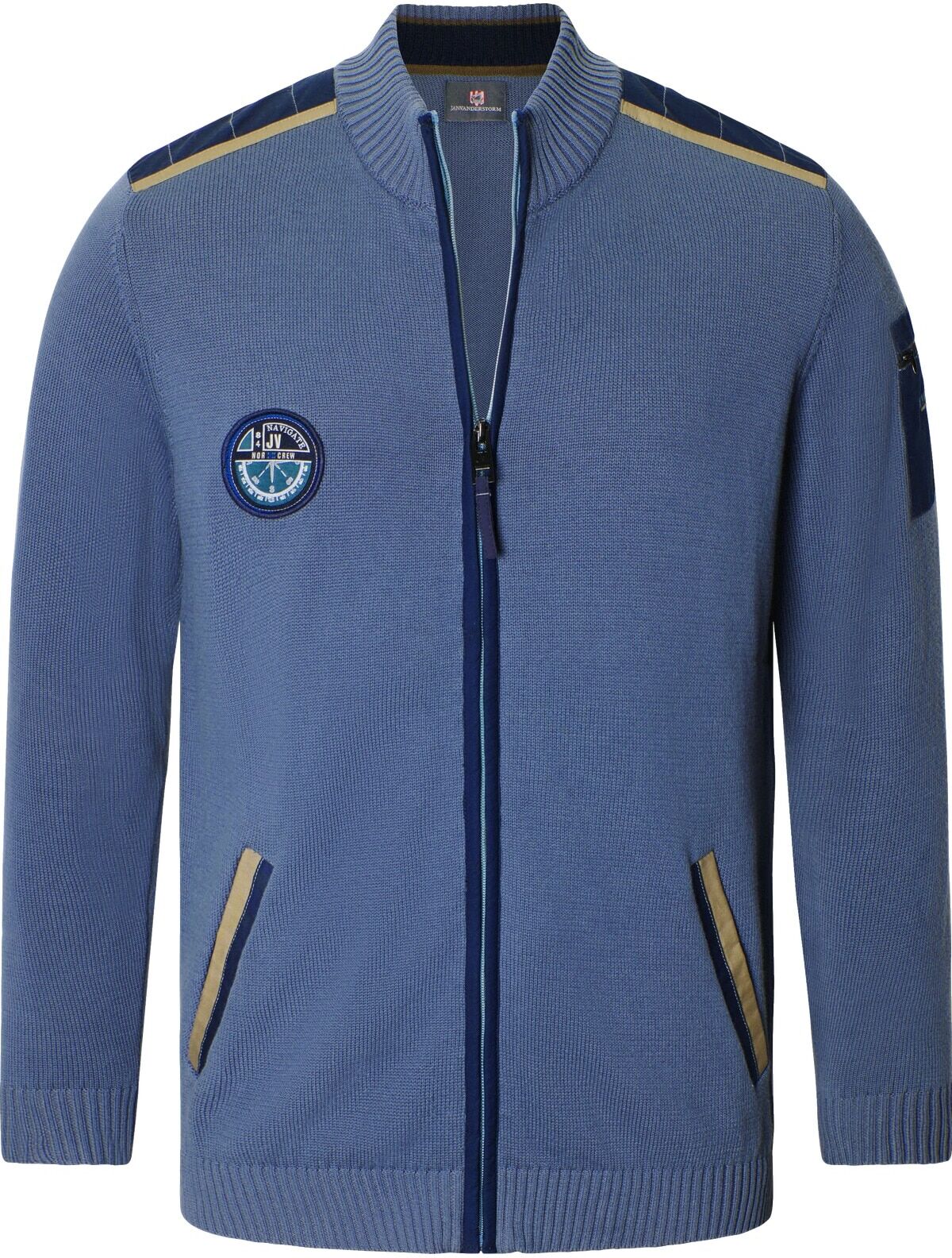 Strickjacke JAN VANDERSTORM "Strickjacke ARNAR", Herren, Gr. L, blau, Strickjacken Strickjacke