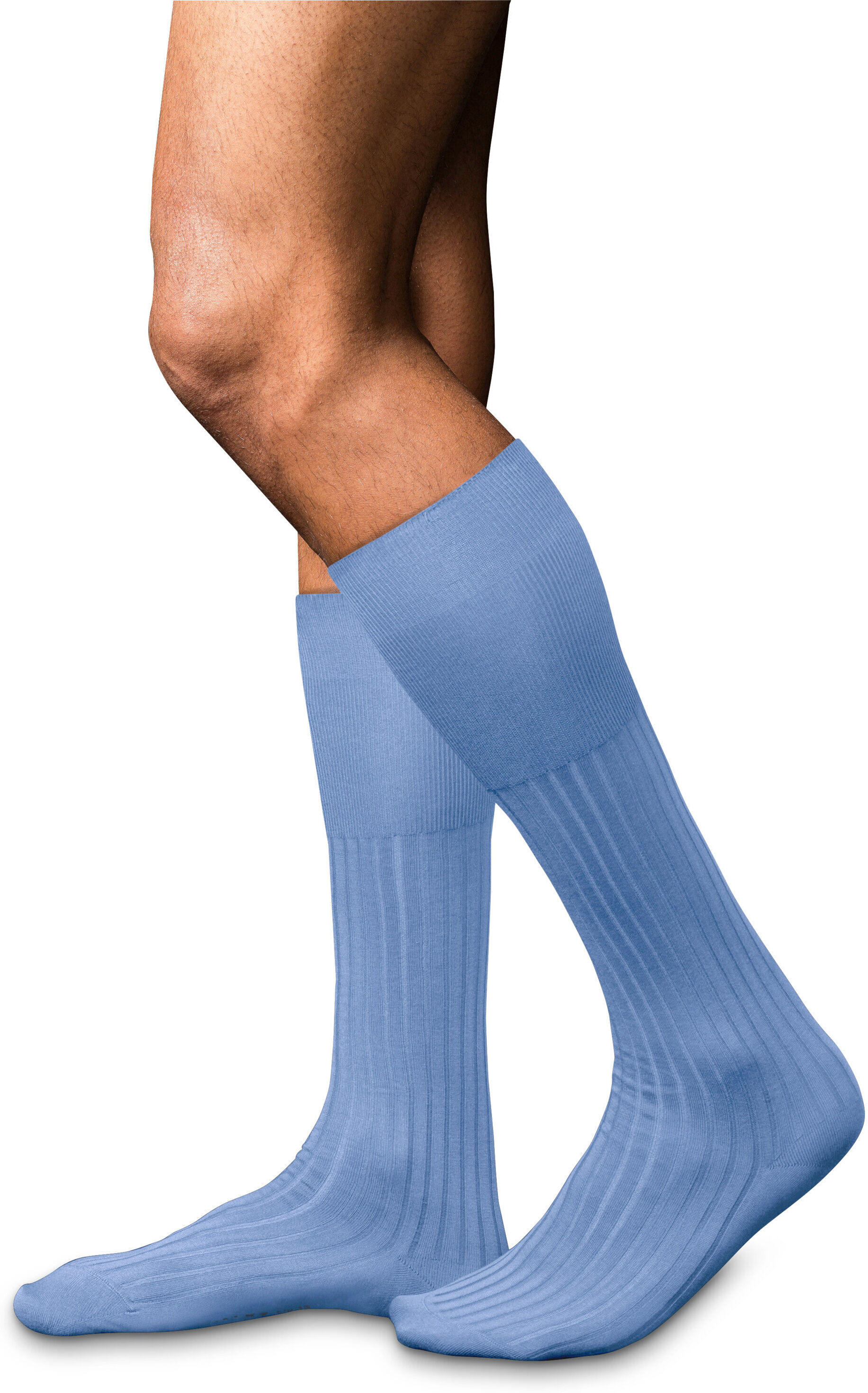 Kniestrümpfe FALKE "No. 13 Finest Piuma Cotton", Herren, Gr. 39-40, Sockengröße, blau (arcticblau (6367)), Obermaterial: 95% Baumwolle CO. 5% Polyamid PA., Socken Kniestrümpfe