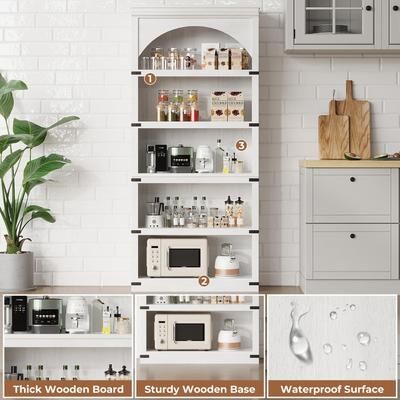Garvee 69'' Farmhouse Arched Bookshelf, 5 Tier Wooden Arch Bookshelves, Rustic Vintage Book Shelf