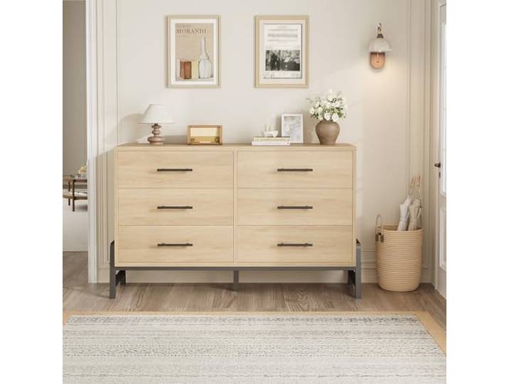 GarveeMore Kommode Mit 6 Schubladen, Schlafzimmerschrank Moderner Komodenschrank Schubladenschrank Für Wohnzimmer, Schlafzimmer, Flur, 132x41x81cm