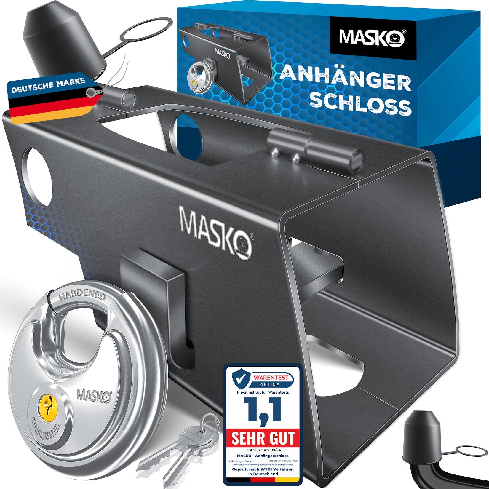 MASKO® Anhängerschloss für Angekoppelte & Abgekoppelte Anhänger Anhänger Schloss Diebstahlschutz Wohnwagen Kastenschloss inkl. Diskusschloss & Schlüssel & Schutzkappe