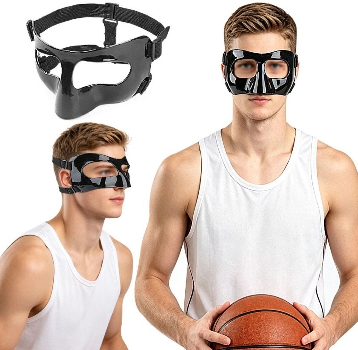 INF Masque de protection sportive PP réglable pour le nez et le visage, basketball et football