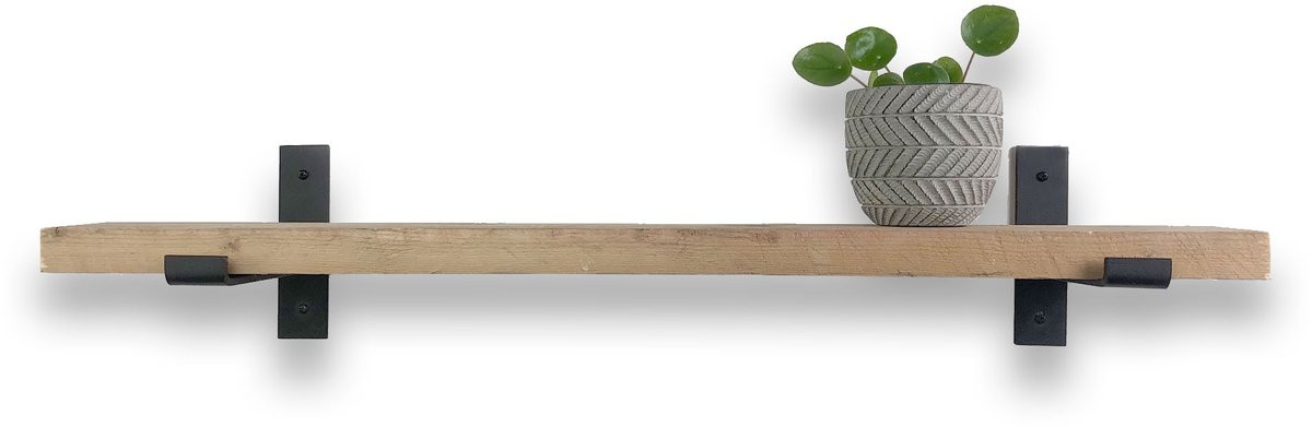 Steigerhouten wandplank inclusief industriële plankdragers, Breedte: 110 cm, Diepte: 20 cm