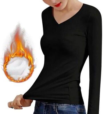 Uplifted Goods Womens Thermal Turtleneck Long Sleeve Top black V Neck 3xl