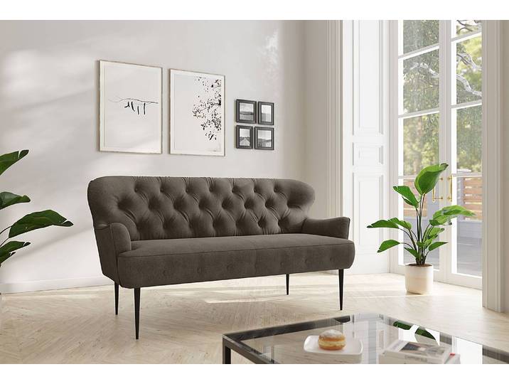 3-Sitzer Sofa Lodging Grau Flachgewebe Euron 193 x 97 x 87cm Landhaus
