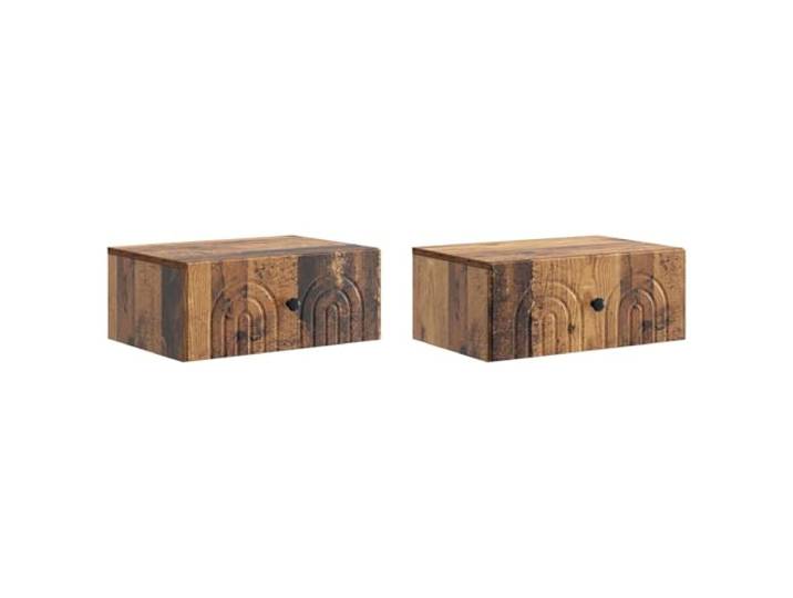HGFDVCMR Nachttisch Wandmontiert 2er Set Hängeschrank Altholz-Optik Platzsparender Wand-Nachttisch im 2er Set für Schlafzimmer und Wohnzimmer. Bietet praktischen Stauraum durch Schubladen.