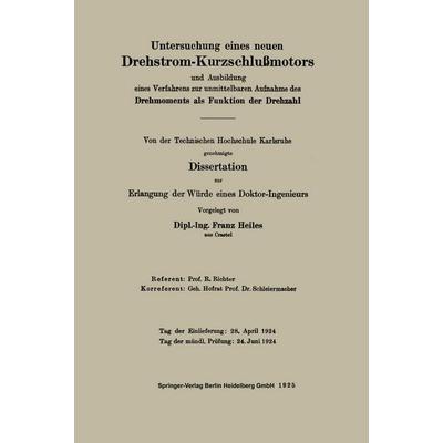 Untersuchung eines neuen Drehstrom-Kurzschlußmotors und Ausbildung eines Verfahrens zur unmittelbaren Aufnahme des Drehmoments als Funktion der