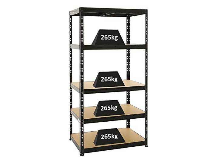 PROREGAL Schwerlastregal Tiger Schwarz 180x90x60cm für Gesamtlast 1365kg Kellerregal, Steckregal, Garagenregal, Lagerregal