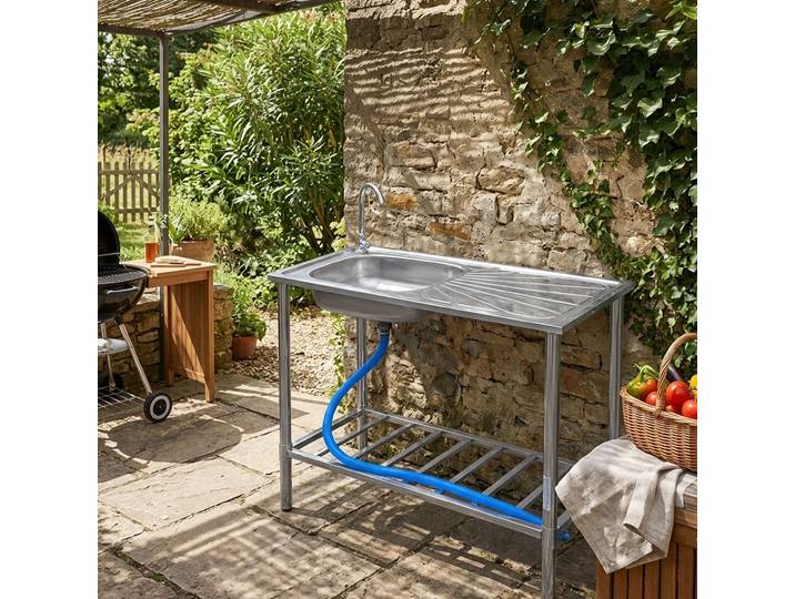 Edelstahl-Spültisch für die Outdoorküche